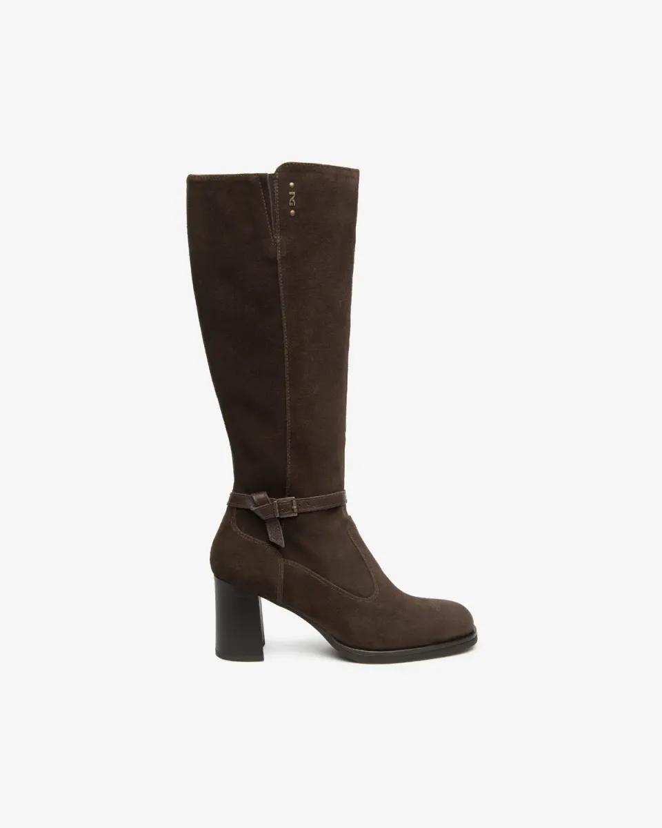 NeroGiardini Cizme piele damă toc bloc 75 mm piele întoarsă