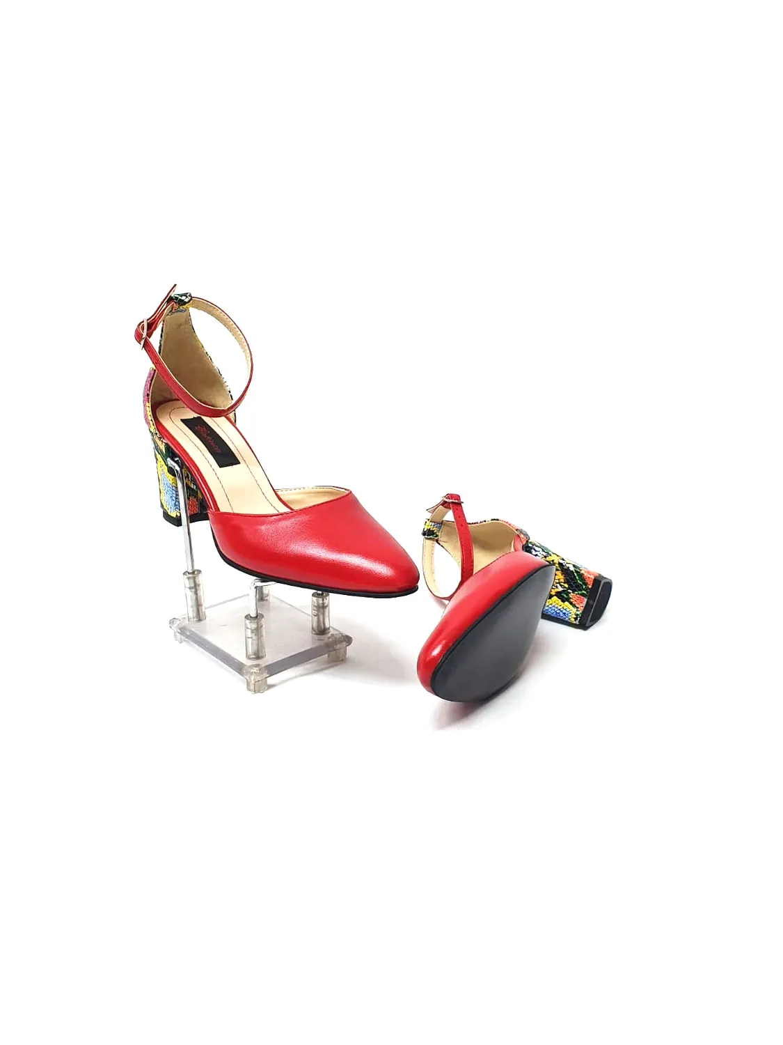 Catinca Shoes D14 RSR sandale damă piele roșu șarpe