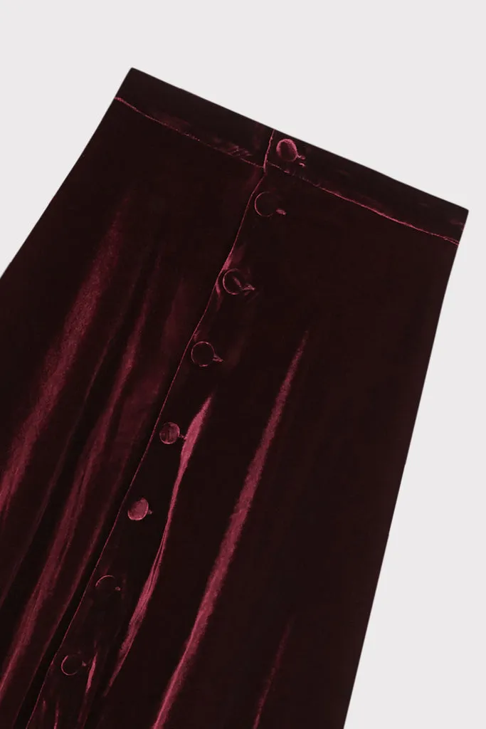 Flagelus Wicked Wave Wine fusta midi visinie matase