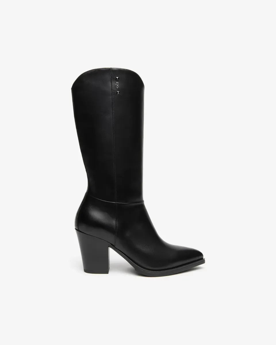 NeroGiardini cizme piele dama western toc 80 mm cu fermoar