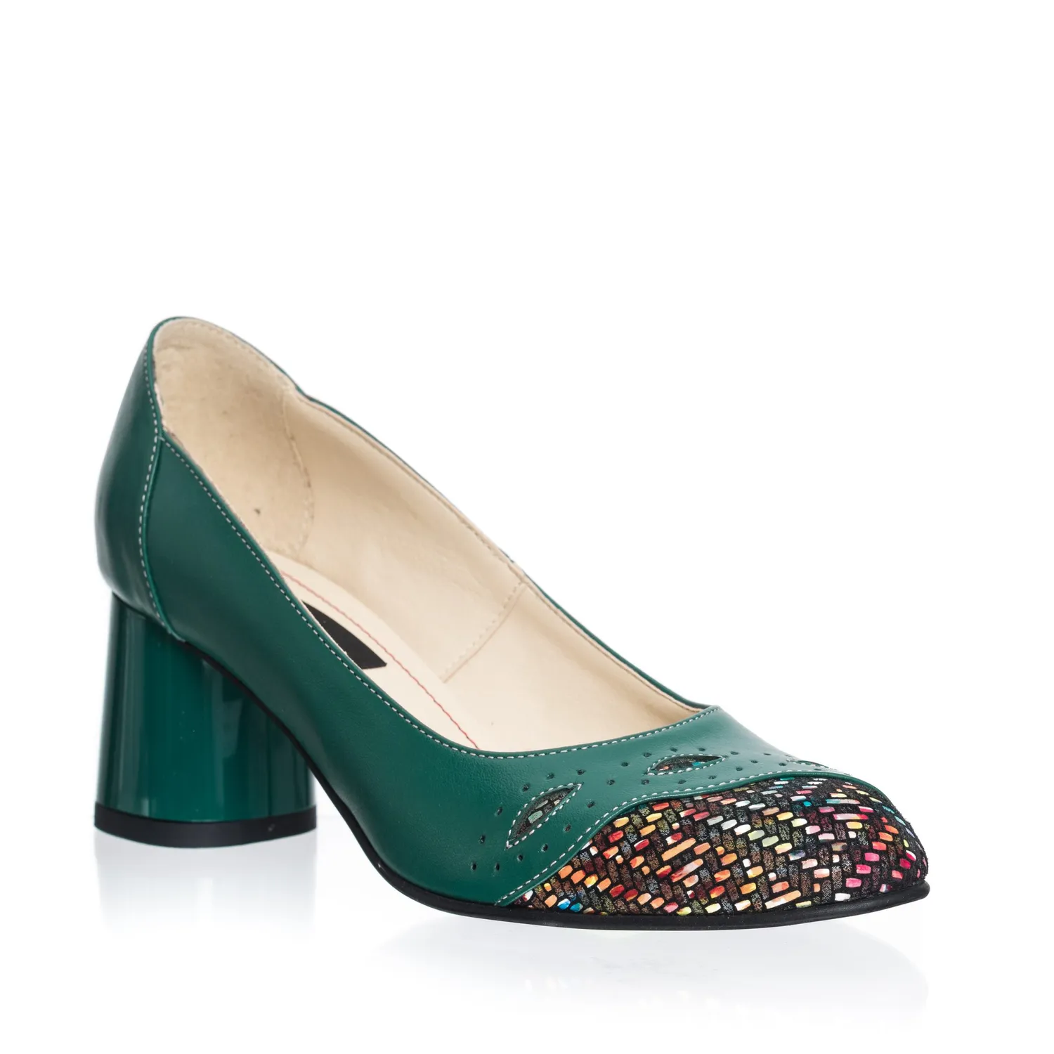 Catinca Shoes 03 VVM pantofi dama piele verde varf mozaic