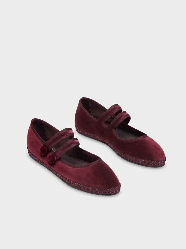 Pantofi Mary Jane Flagelus Antoine bordo catifea bumbac