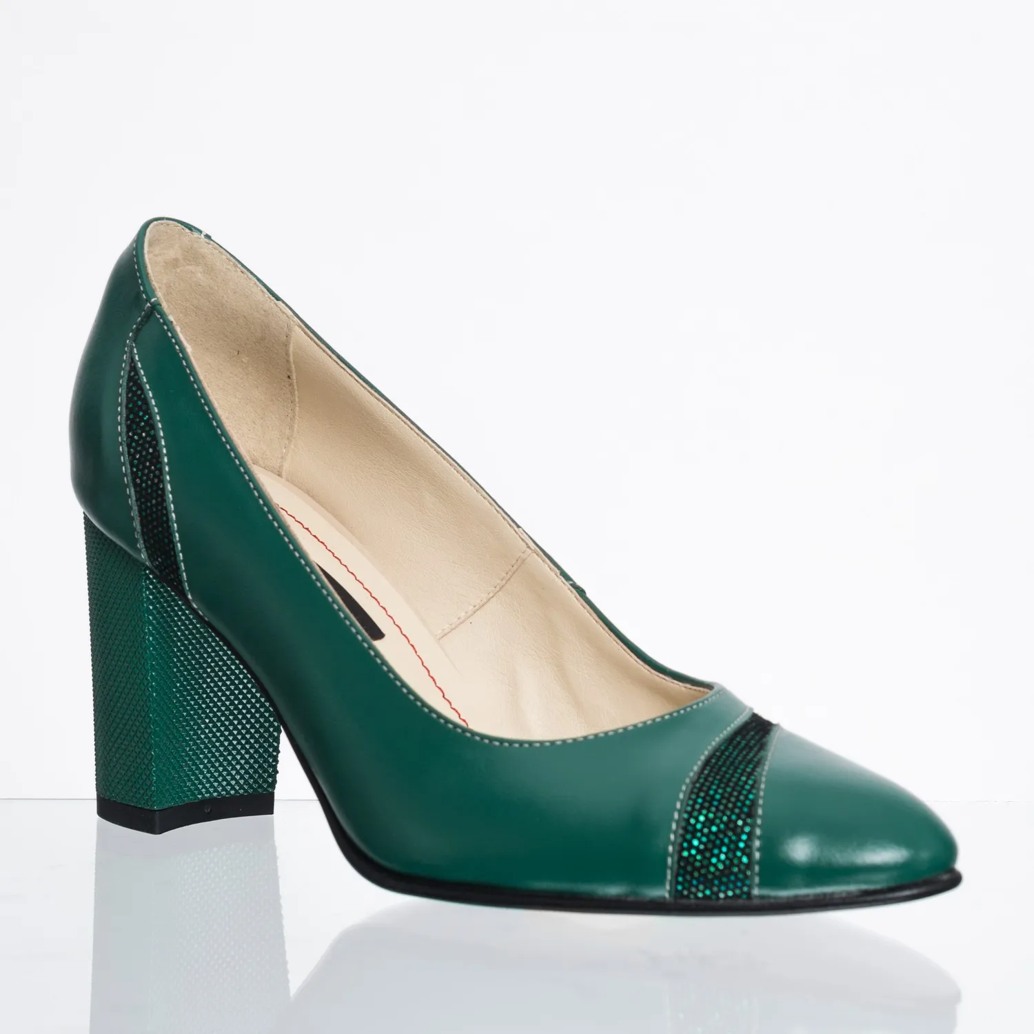 Catinca Shoes 114 VP pantofi dama verde cu puncte piele naturala