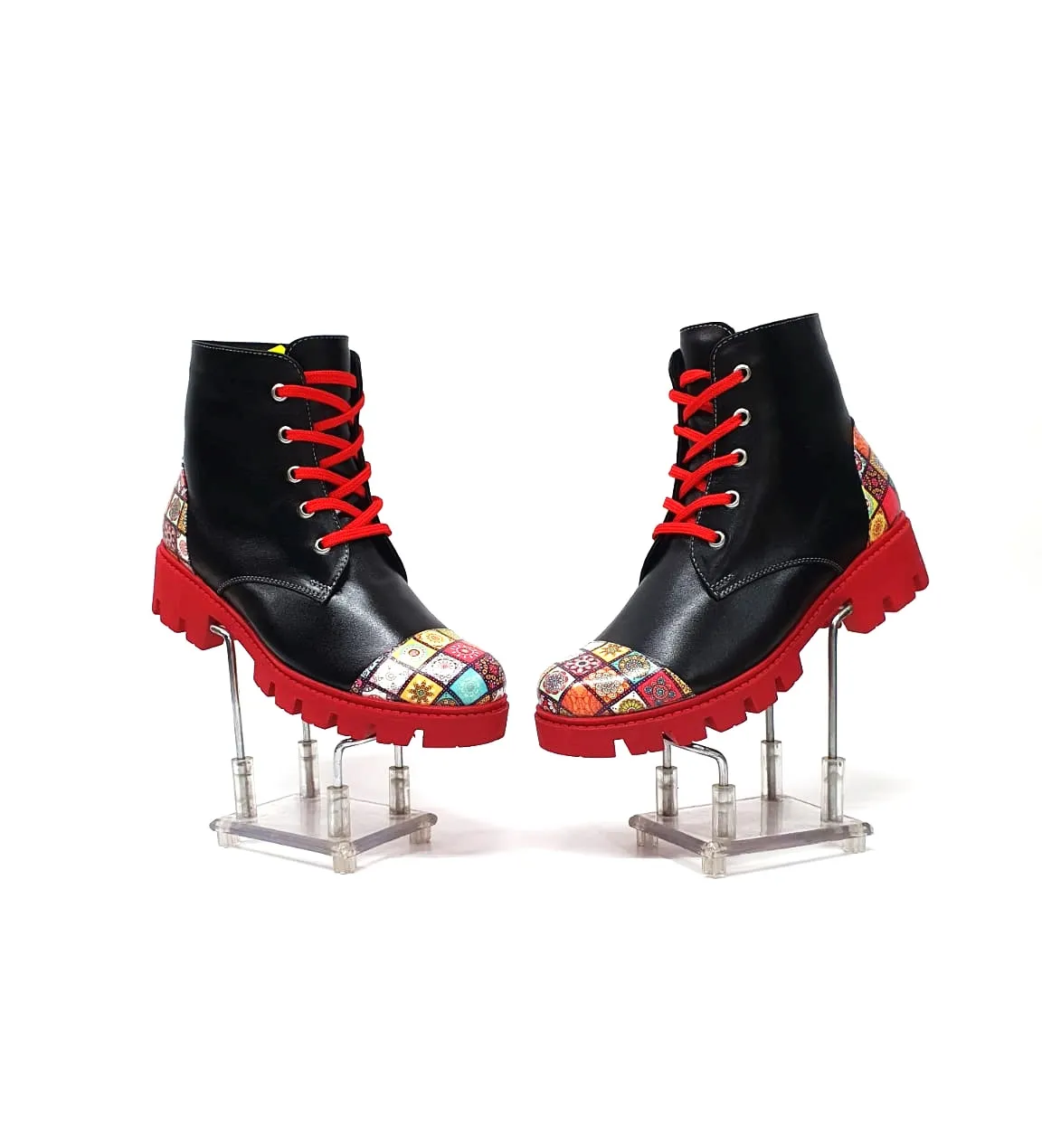 Catinca Shoes BC26 NP3D bocanci piele negru patratele 3D