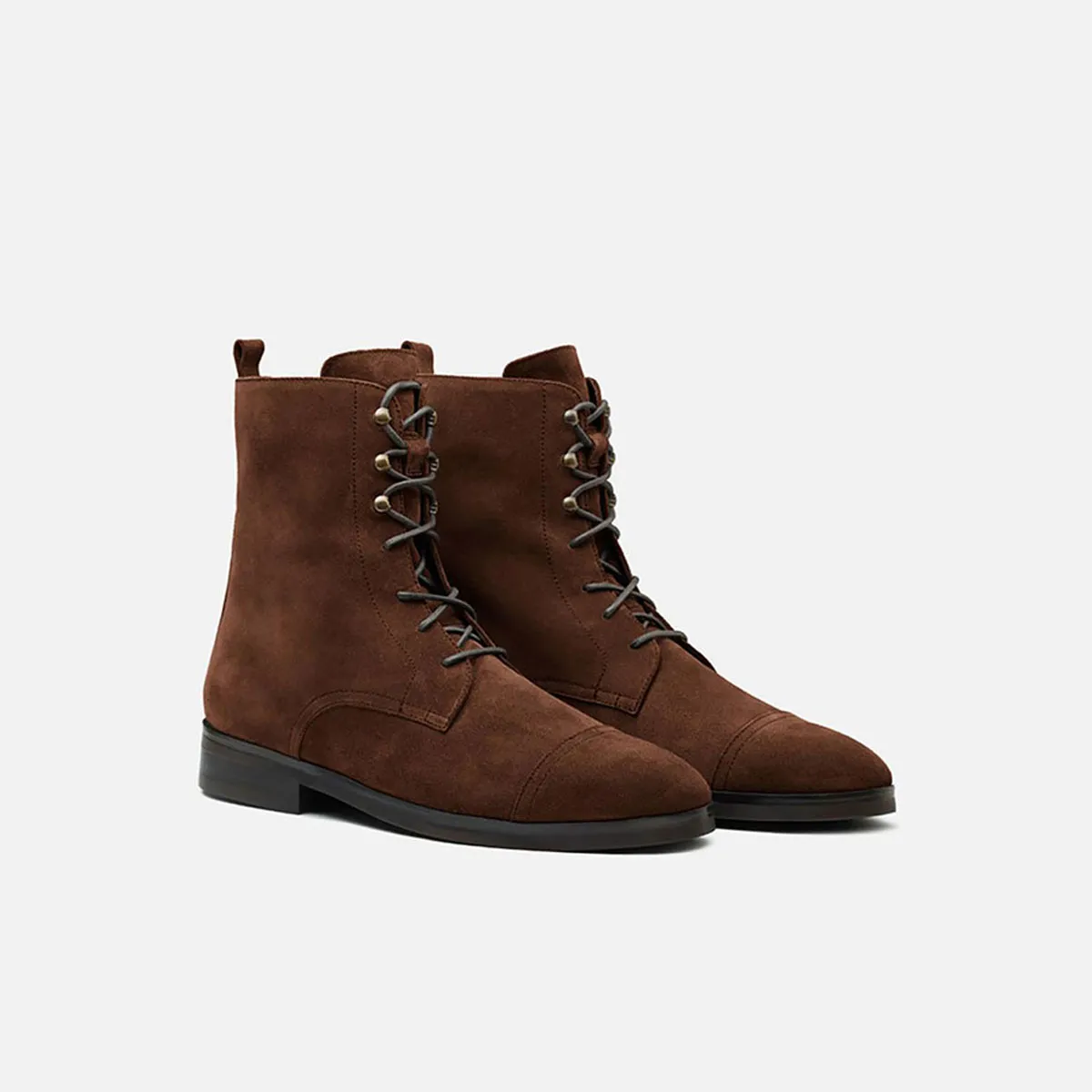 Cecilia Bringheli Eva Dark Brown botine piele întoarsă