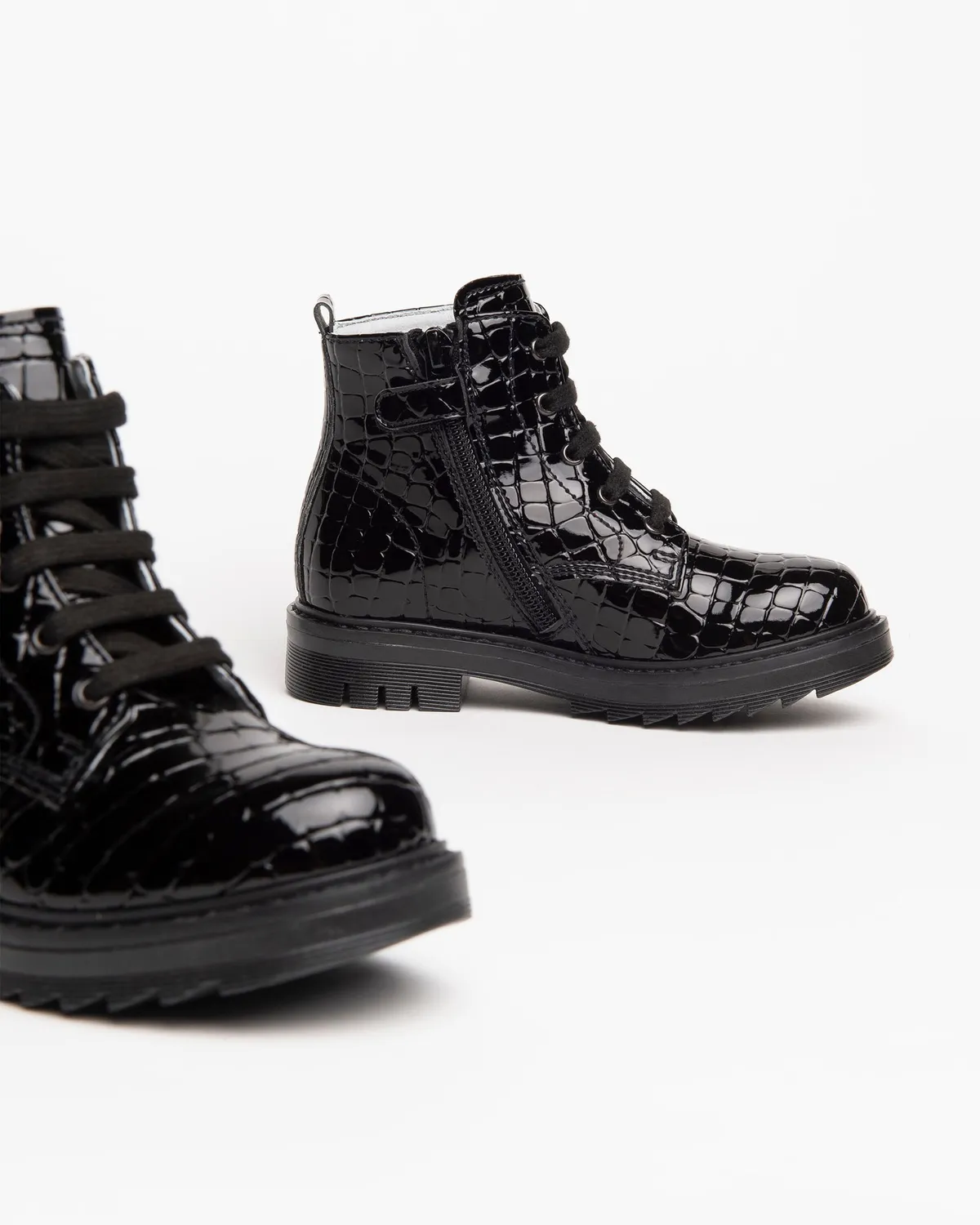 NeroGiardini ghete fete cu fermoar print croco