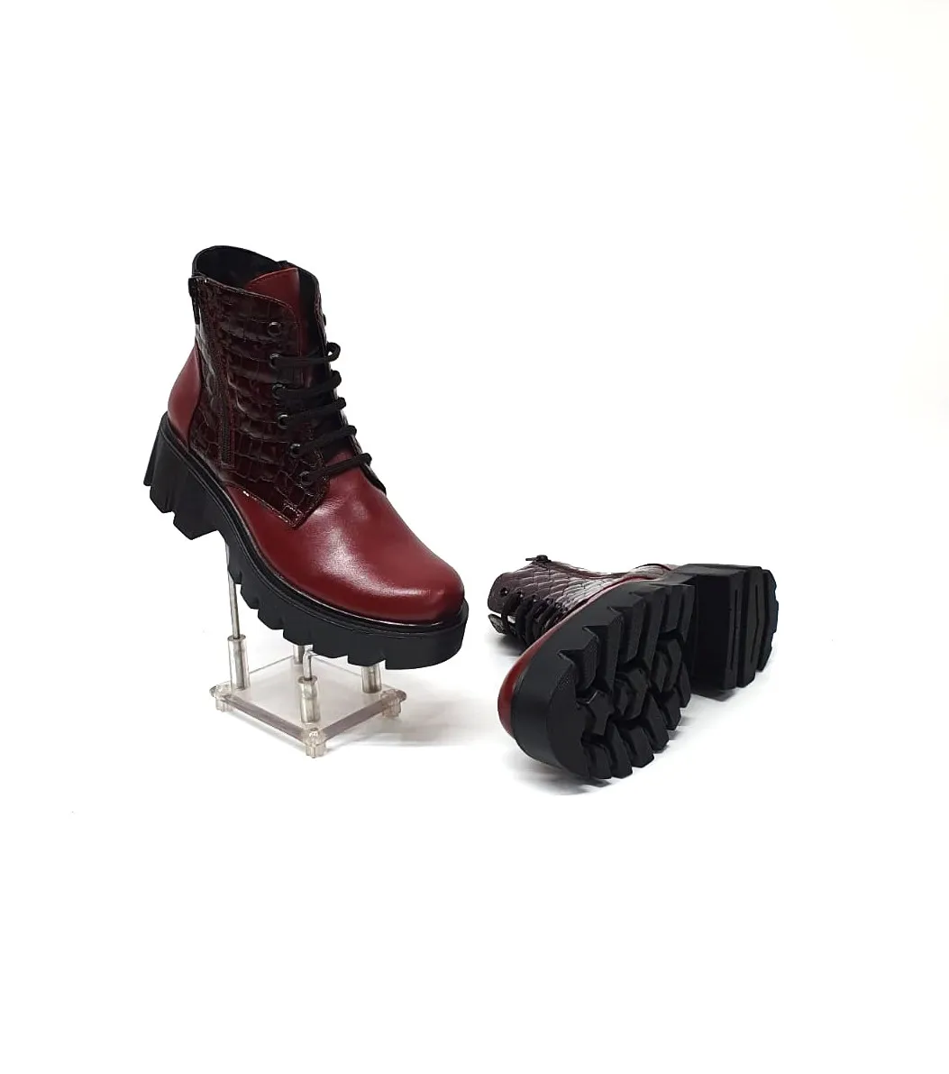 Catinca Shoes BC35 BOC bocanci dama piele bordo croco