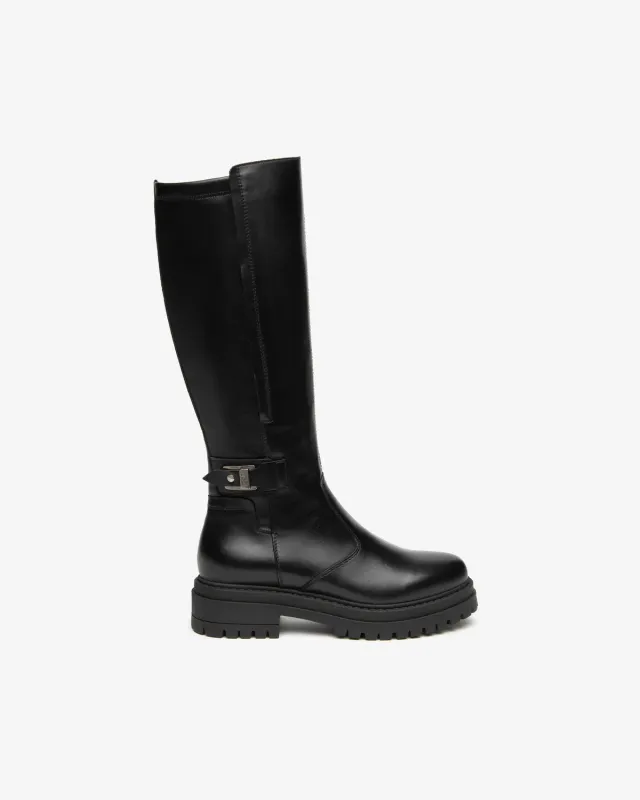 NeroGiardini ghete dama piele toc 4 cm cu fermoar