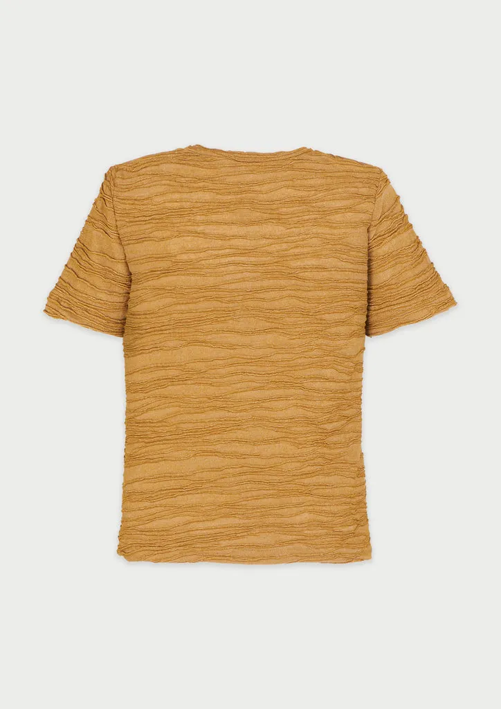 Flagelus Hun tricou kaki din bumbac texturat