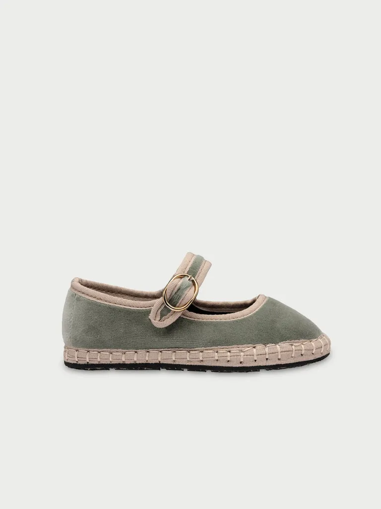 Flagelus Uta Kids pantofi Mary Jane verzi catifea