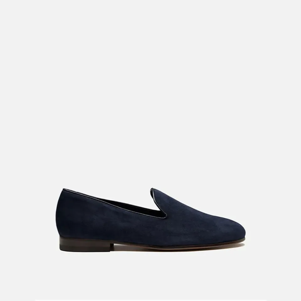 Cecilia Bringheli Positano pantofi slip-on albastri piele intoarsa