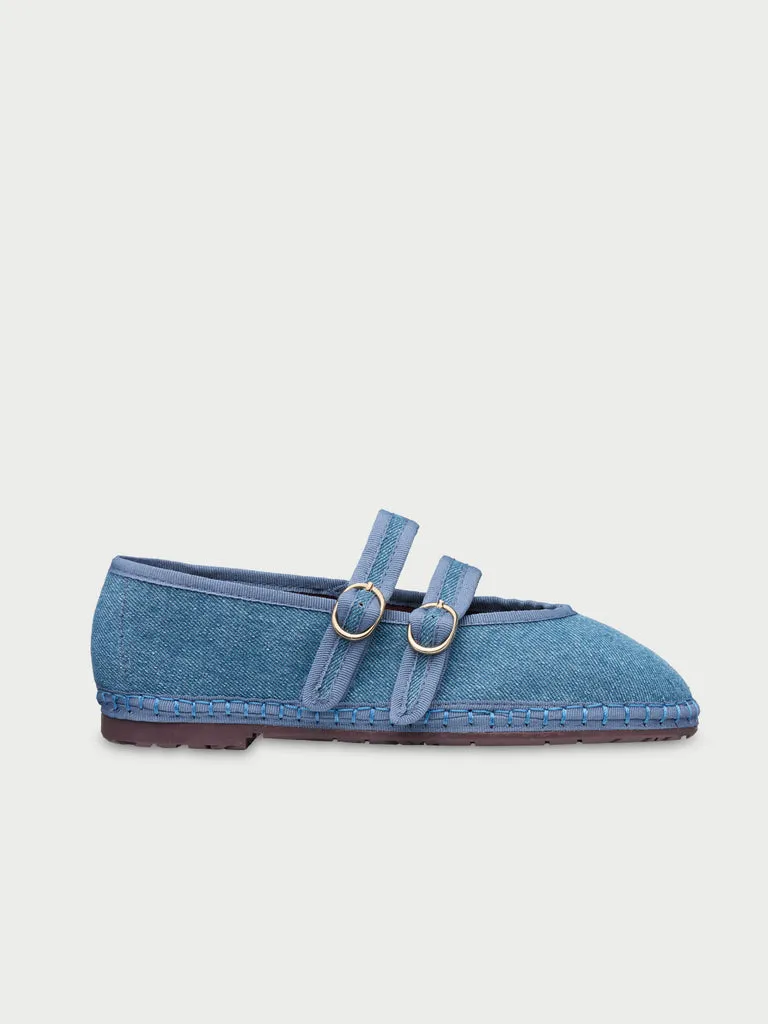 Flagelus Claire Denim Blue pantofi denim albastru