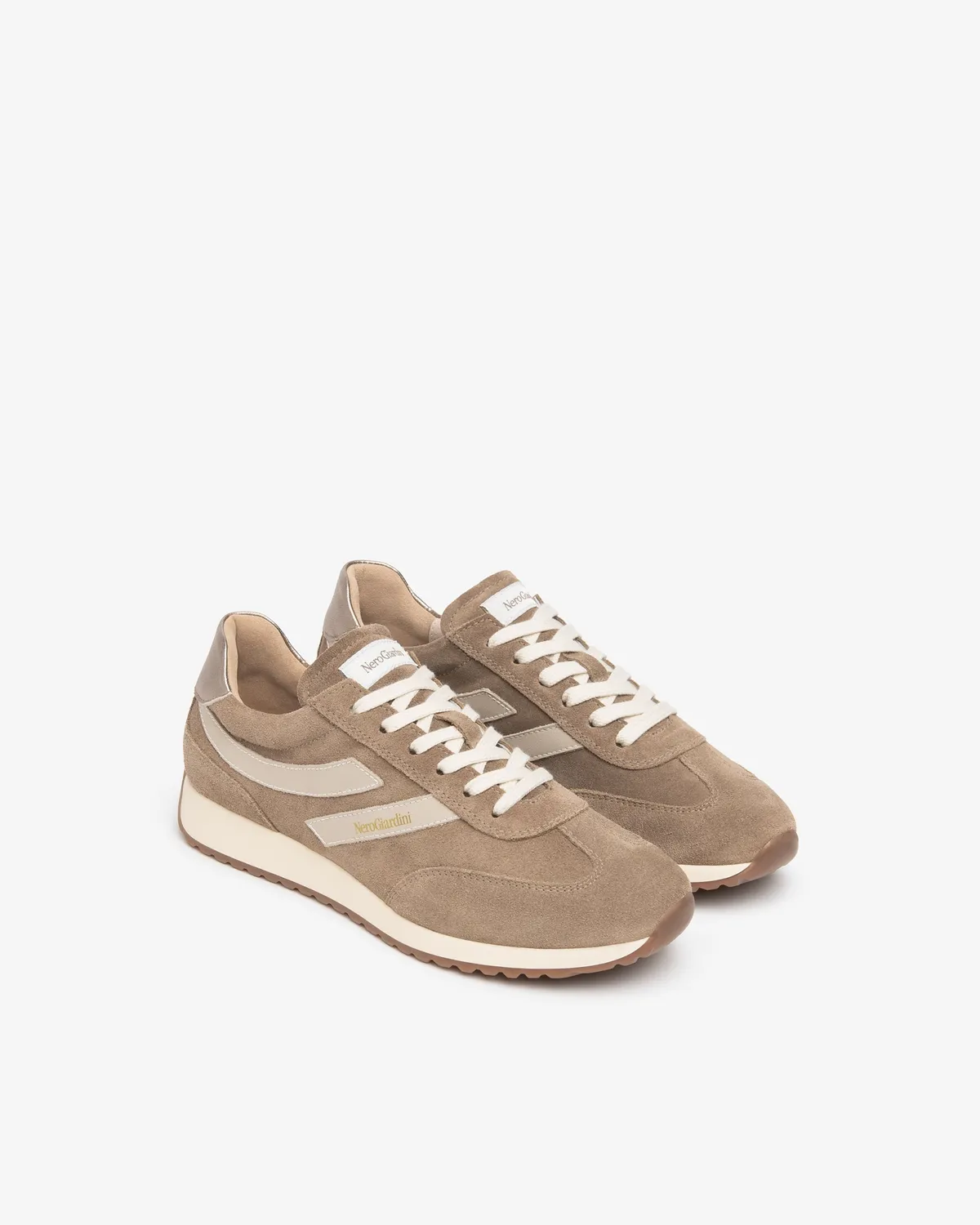 Sneakers damă NeroGiardini piele întoarsă bej