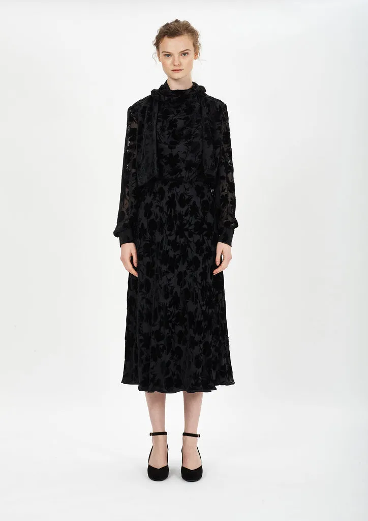 Flagelus Ginevra fusta midi neagra catifea