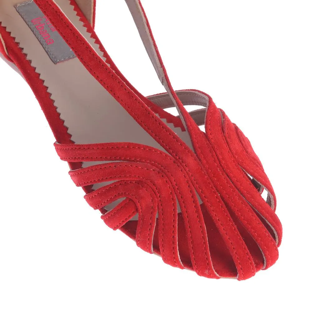 Ana Urbana Shoes Santiago sandale roșii piele întoarsă