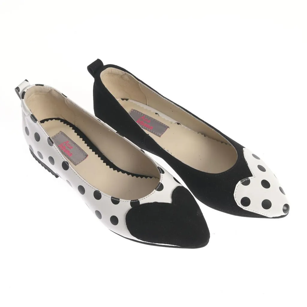 Ana Urbana Shoes Elena balerini negru-alb buline