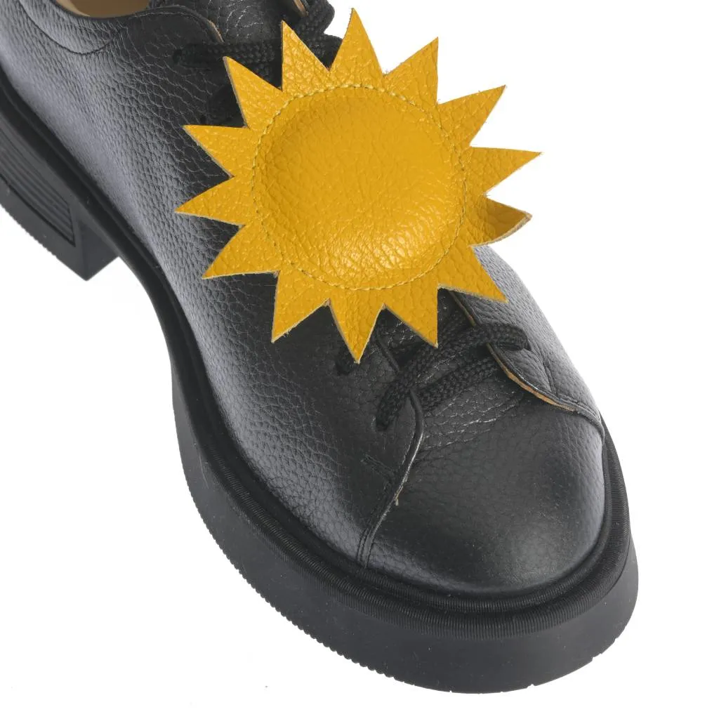 Ana Urbana Boston pantofi piele negru-galben cu siret