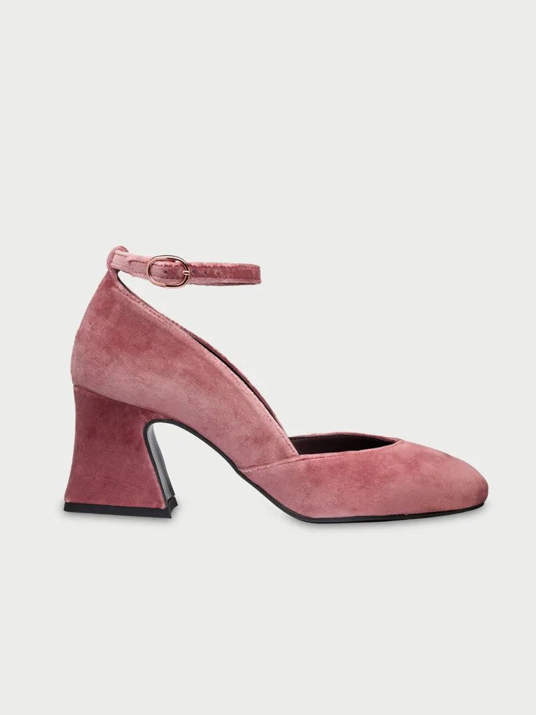 Flagelus The D'Orsey pantofi toc roz pudrat catifea 6 cm