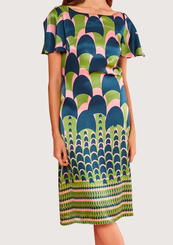 Flagelus Jean Swim Green rochie midi mătase