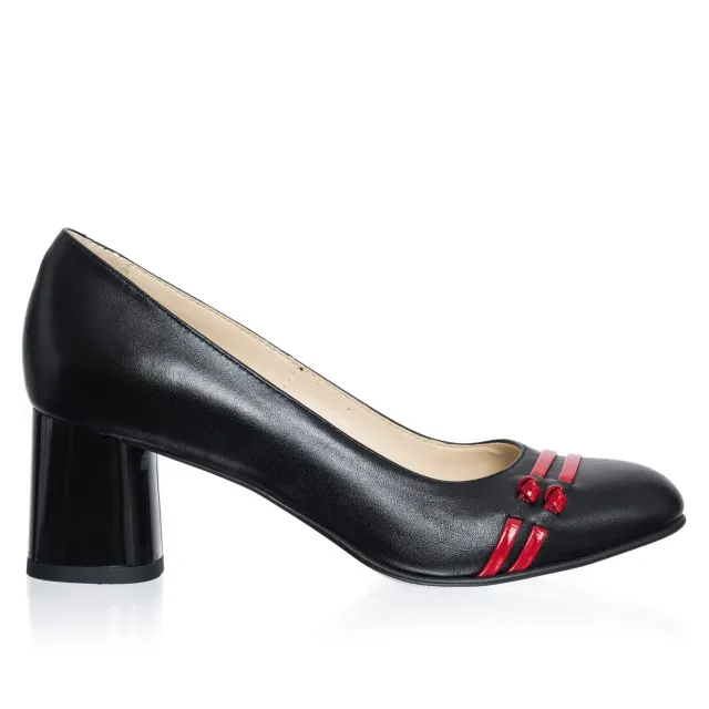 Catinca Shoes 55 NR pantofi dama negru rosu piele