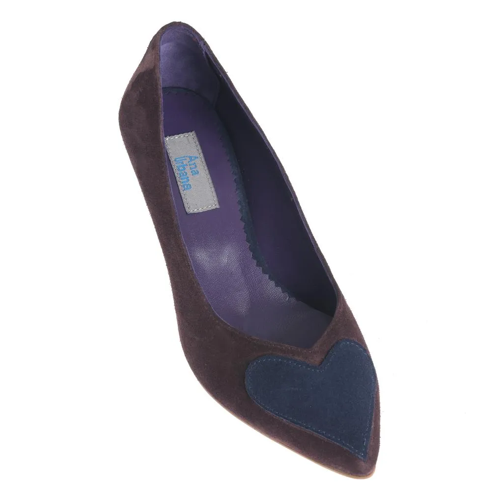 Ana Urbana Madrid pantofi piele bleumarin-maro toc 4cm
