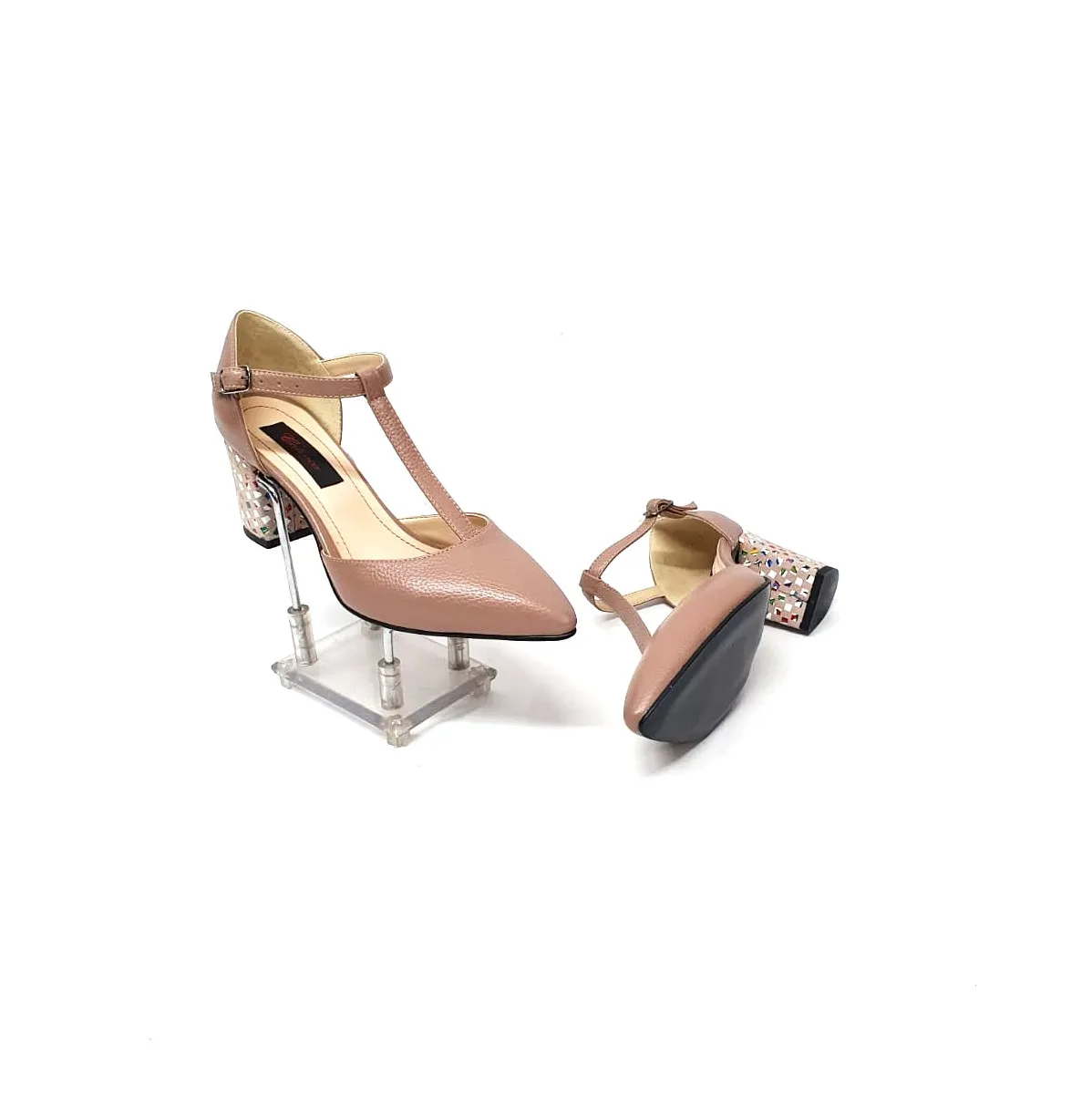 Catinca Shoes D13 CBPM sandale piele cappuccino patratele