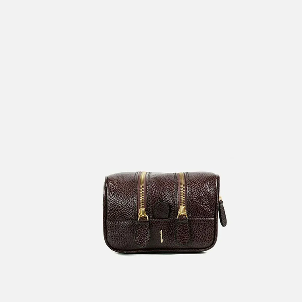 Cecilia Bringheli Laguna necessaire piele maro închis 2 fermoare