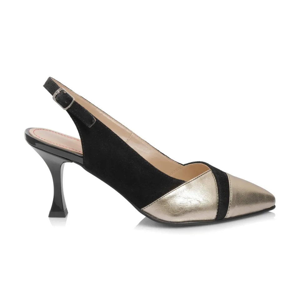 Catinca Shoes D50 NAA sandale dama piele negru auriu