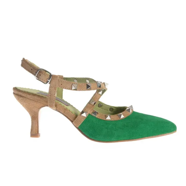 Ana Urbana Shoes Tampa pantofi piele verde-maro