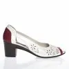 Catinca Shoes T1 AR sandale dama piele alb cu rosu