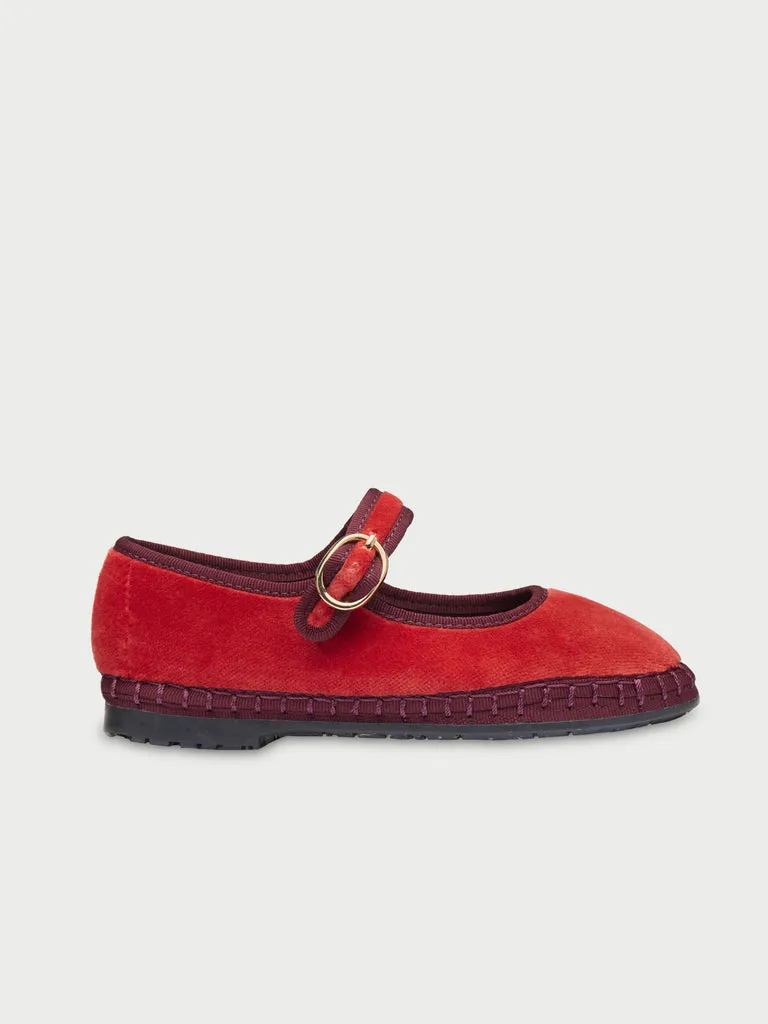 Flagelus Margaret Kids pantofi rosii catifea