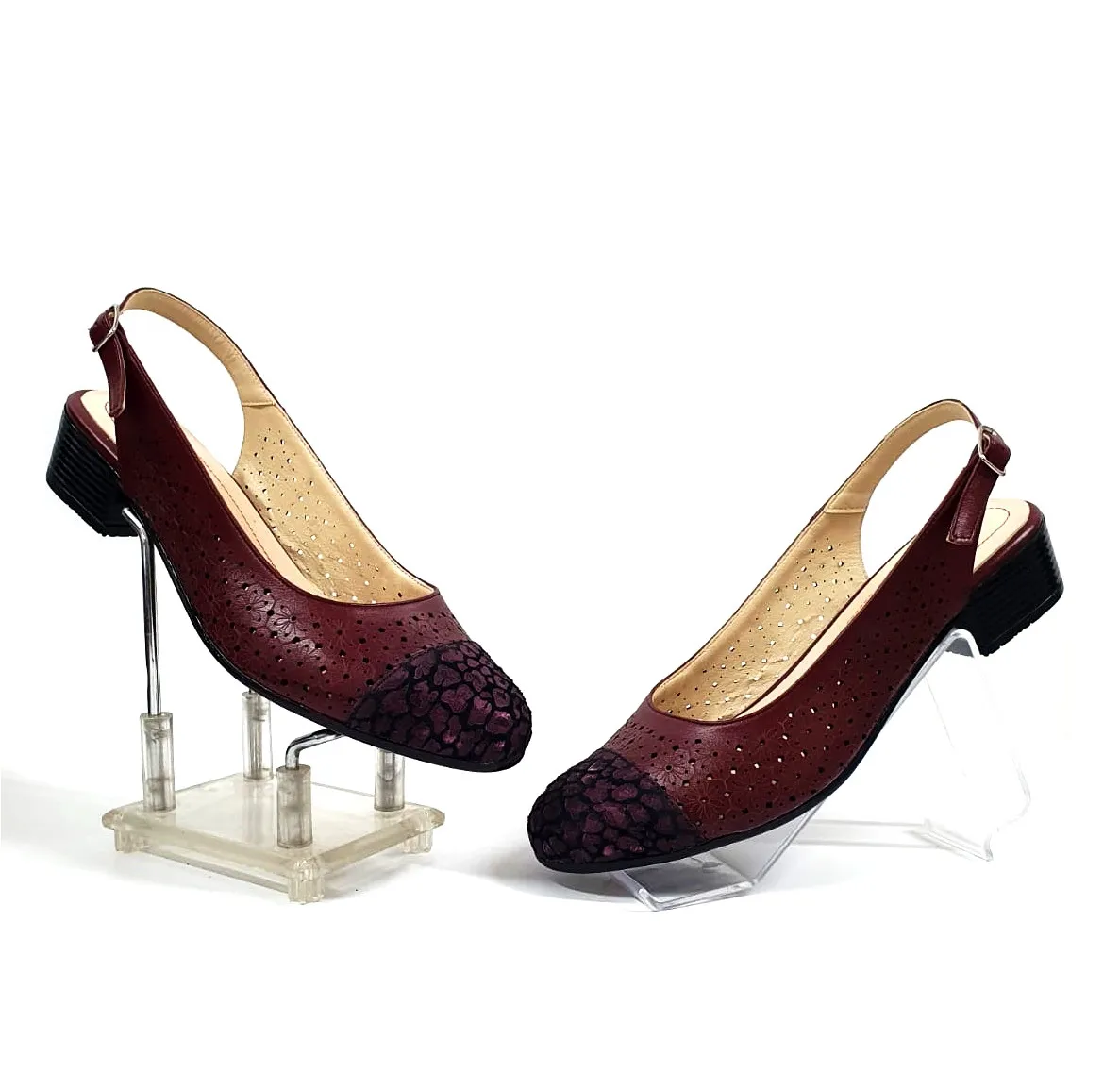 Catinca Shoes T16 BVP sandale piele bordo cu pietricele