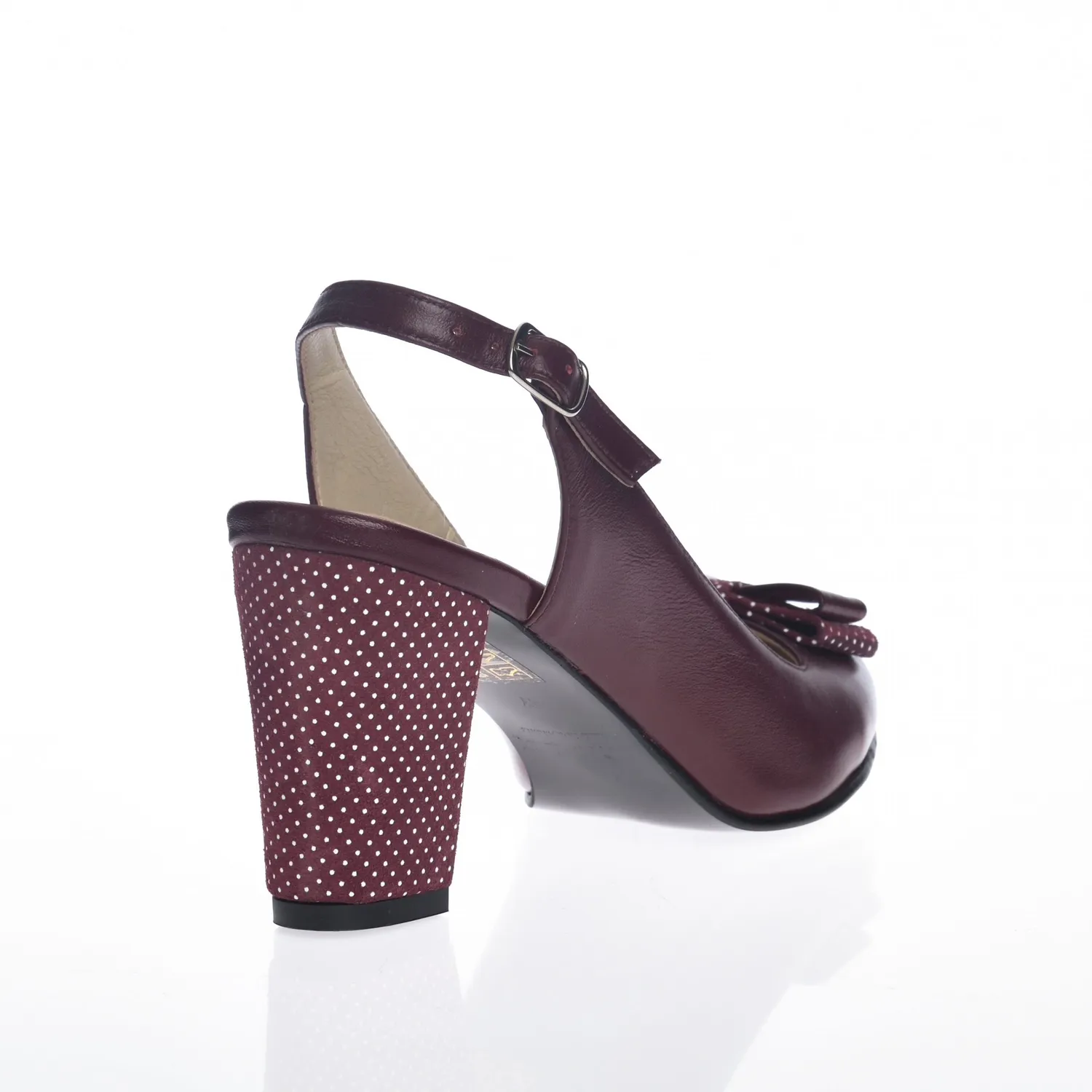 Catinca Shoes V5 sandale damă piele bordo buline