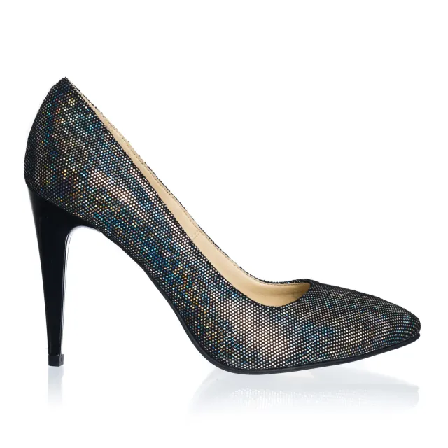 Catinca Shoes 2691 pantofi stiletto piele negru sclipici