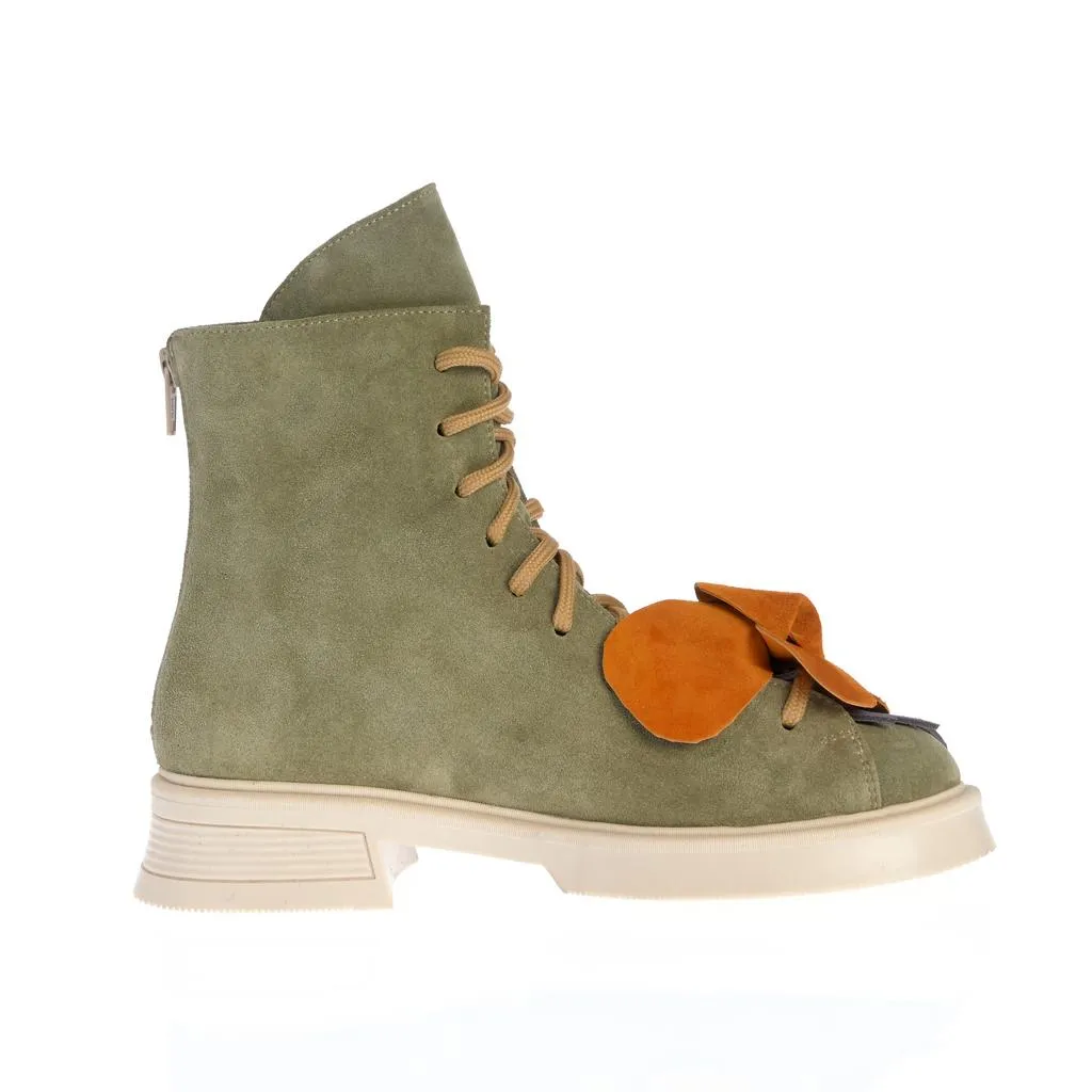 Ana Urbana Shoes Yasmina bocanci verde oliv aplicatie florala