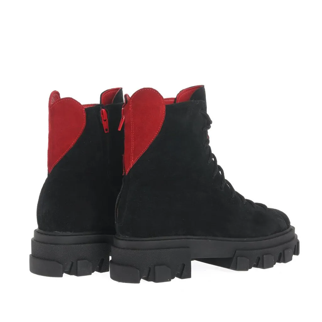 Ana Urbana Shoes Philadelphia bocanci negru-rosu piele intoarsa