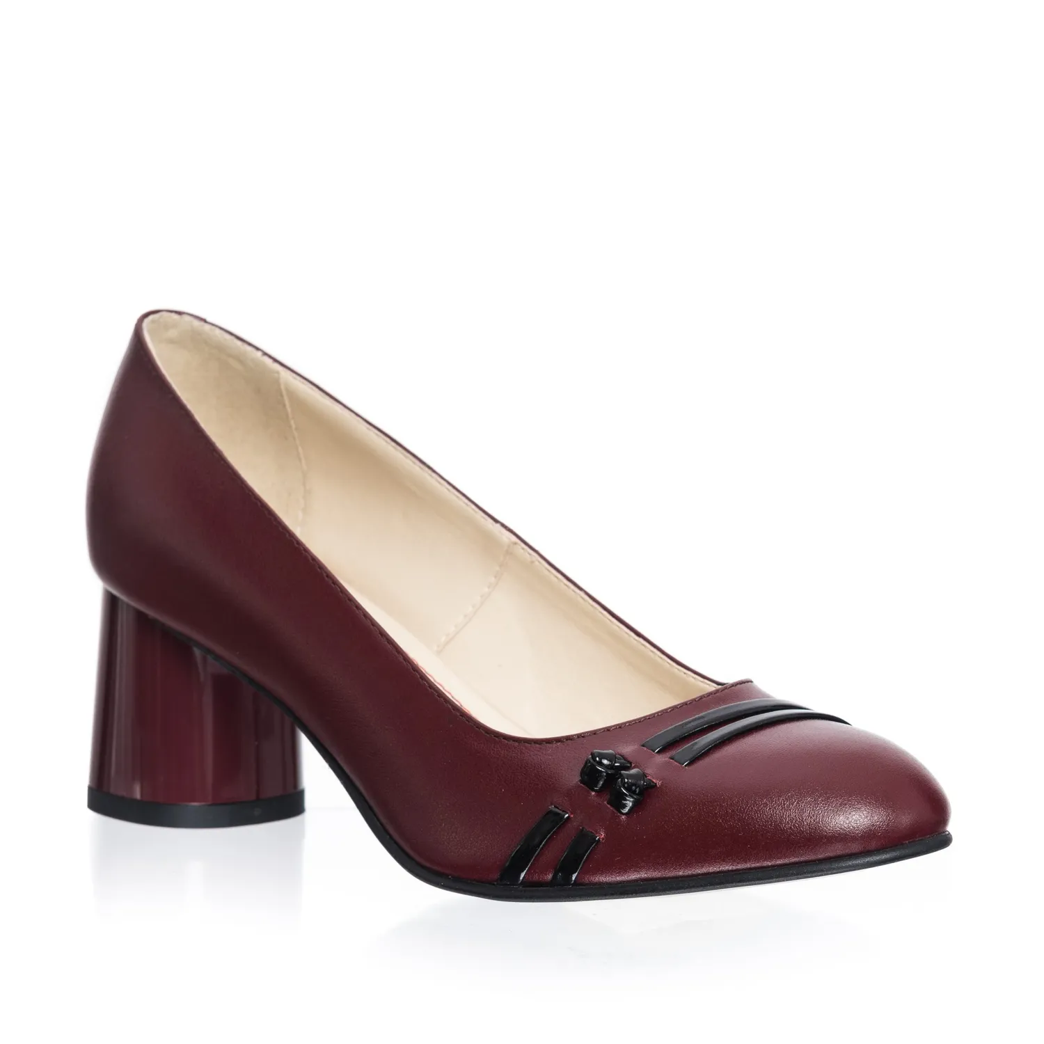 Catinca Shoes 55 BON pantofi dama piele bordo cu negru