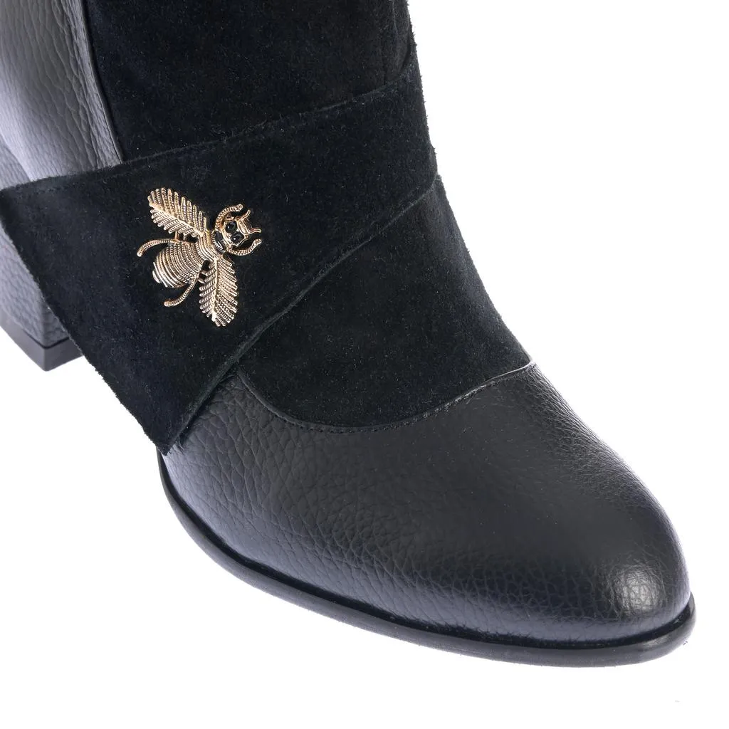 Ana Urbana Shoes Anemona botine negre toc gros 6 cm