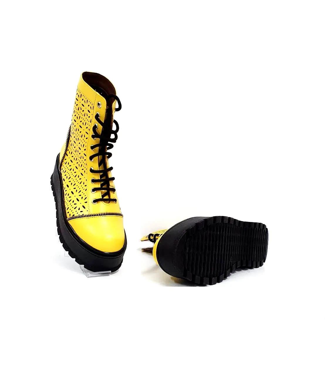 Catinca Shoes BV31 GA bocanci vara piele galben perforat
