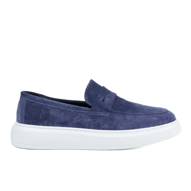 Lucas Shoes Ezra Blue Velur mocasini piele
