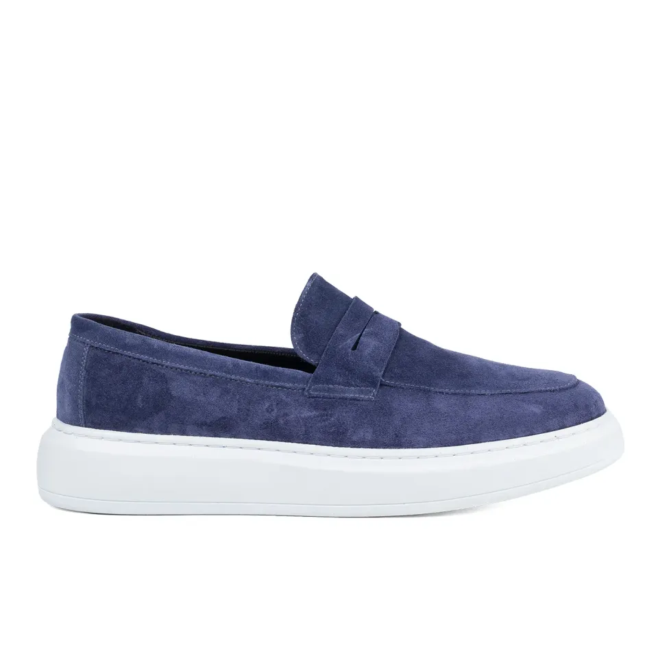 Lucas Shoes Ezra Blue Velur mocasini piele
