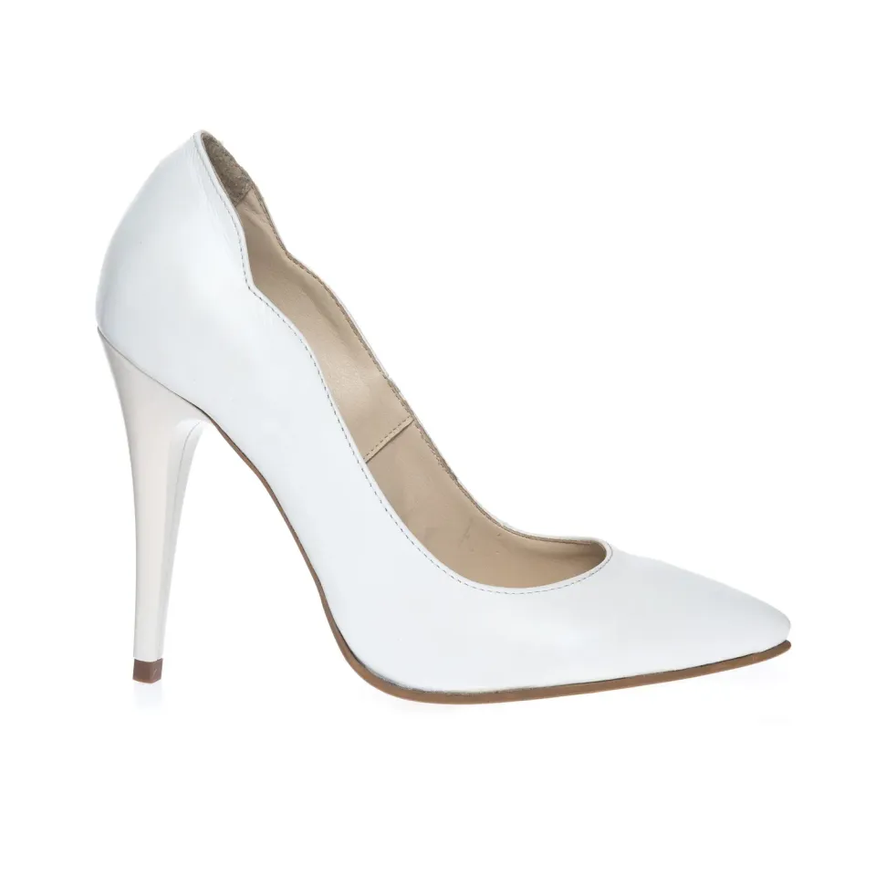 Catinca Shoes 113 AS stiletto piele alb sidef