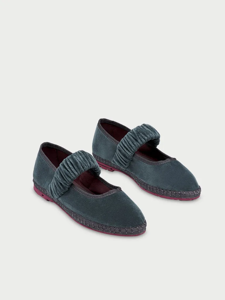 Flabelus Mafalda Gray pantofi gri catifea cu siret