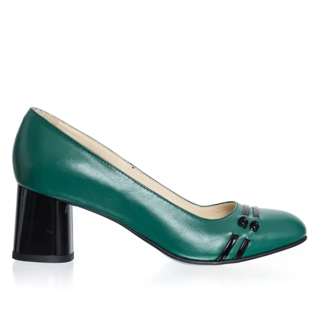 Catinca Shoes 55 VN pantofi dama piele verde cu negru