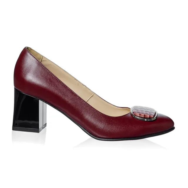 Catinca Shoes A39 BCB pantofi dama bordo croco piele naturala
