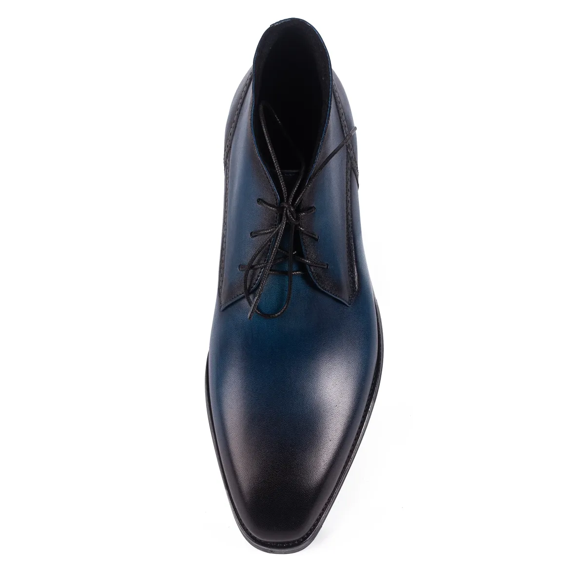 Lucas Shoes 851A Blue ghete iarnă albastre piele
