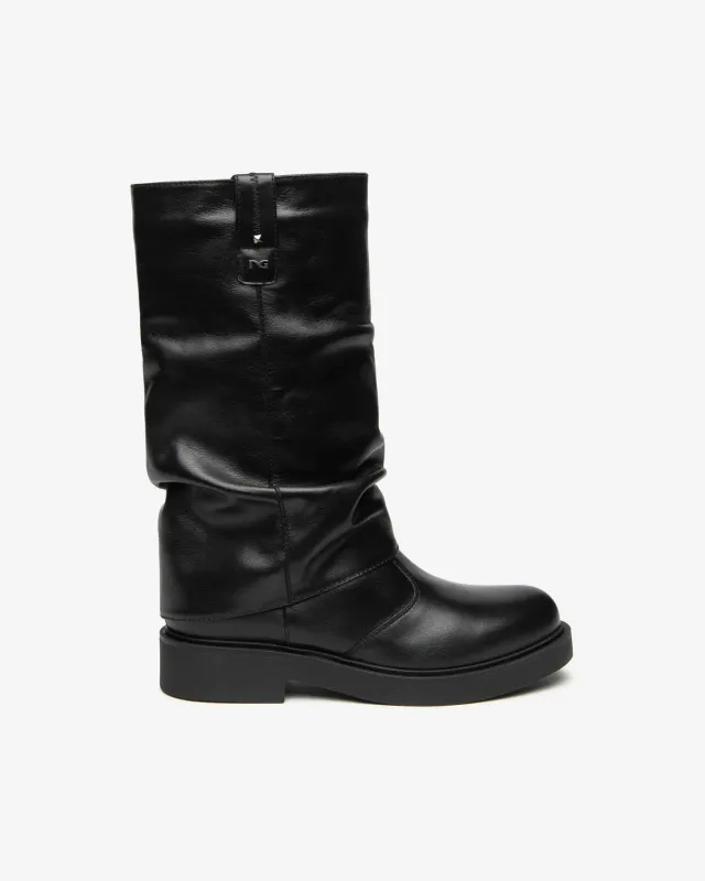 NeroGiardini cizme dama piele biker toc 35 mm