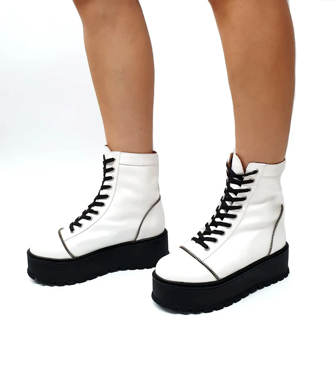Catinca Shoes BC31 A bocanci dama piele naturala albi