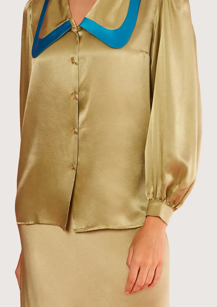 Flagelus Baseball Olive Green bluza dama matase verde masliniu