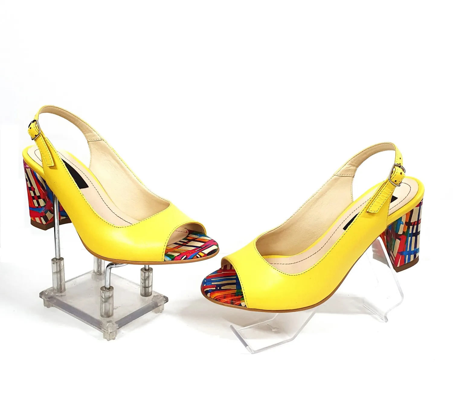 Catinca Shoes S29 GLC sandale dama piele naturala galben linii